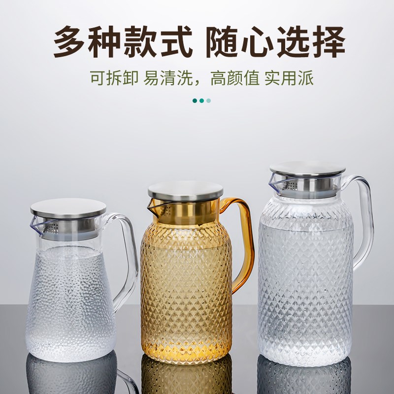 亚克力扎壶PC冷水壶耐热大容量饭店茶水果汁壶餐厅商用塑料开水壶