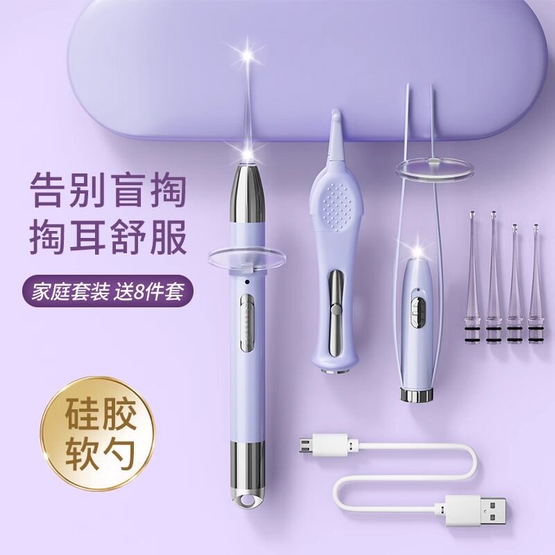 发光可视掏耳勺神器耳挖耳朵婴儿童专用带灯扣夹耳屎镊子宝宝安全