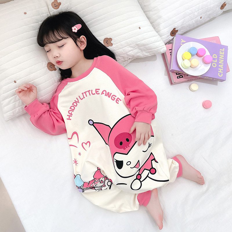 女童睡衣连体2024新款春秋气球库洛米爬服女宝宝休闲居家服宽松款