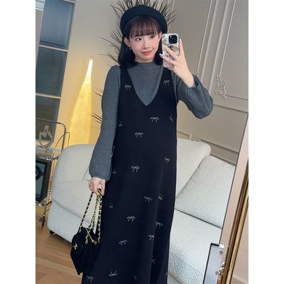 【馥蕾尔岛】娜娜的孕期穿搭孕妇装秋冬连衣裙洋气时髦套装2024新