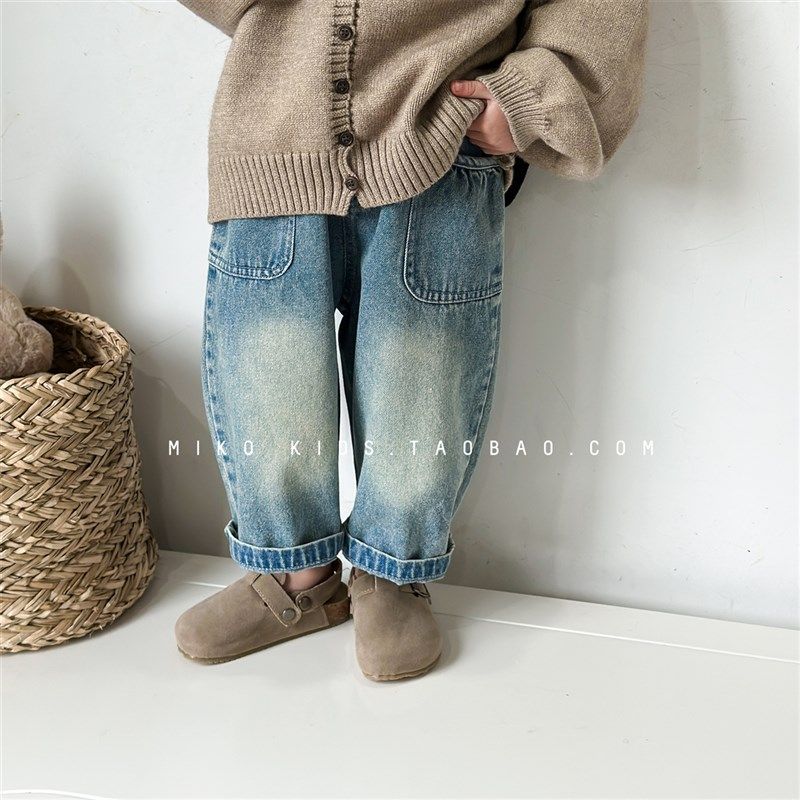 儿童裤子韩版女童复古牛仔裤2024春季新品宝宝百搭哈伦裤萝卜长裤,童装/婴儿装/亲子装,裤子,淘宝优惠券,粉丝福利购,淘宝优惠卷
