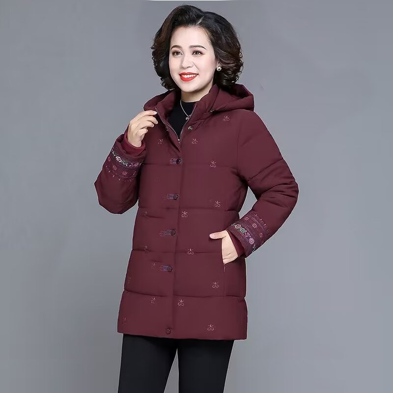 反季节棉衣女中长款中老年妈妈时尚气质羽绒棉服冬季加厚保暖棉袄