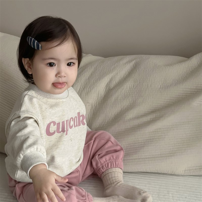 女童宝宝秋冬加绒外出衣服冬季新款韩版童装婴儿卫衣休闲长裤套装