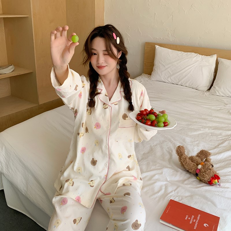 带胸垫月子服夏季薄款产后纯棉A哺乳家居服夏天圆领住院装孕妇睡