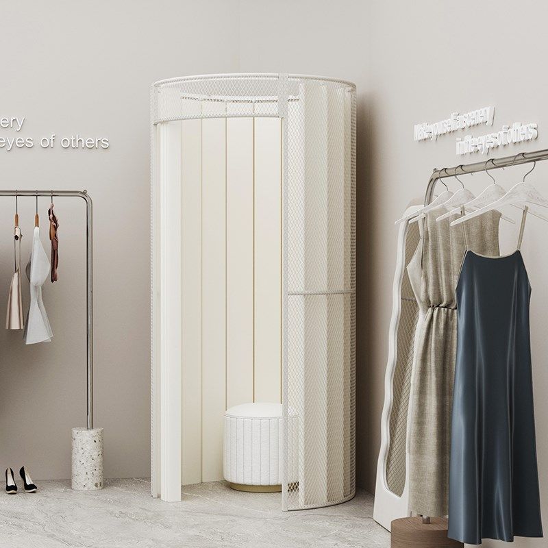 奶油风服装店试衣间商场简易移动网格更衣室服装秀模特临时换衣间