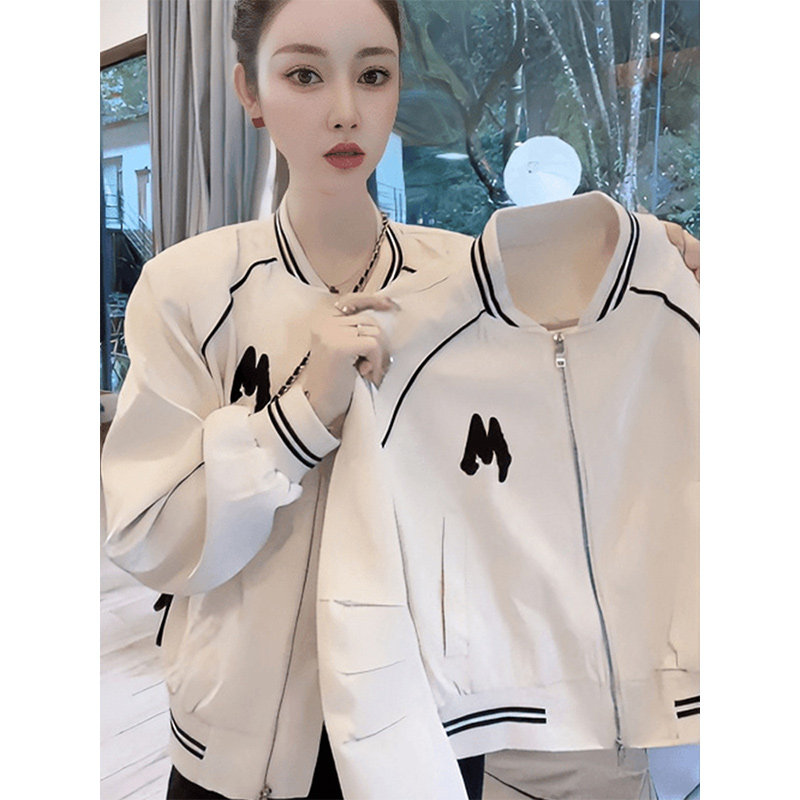 宽松短款时尚棒球服外套女2025春秋新款高级感字母刺绣小个子上衣