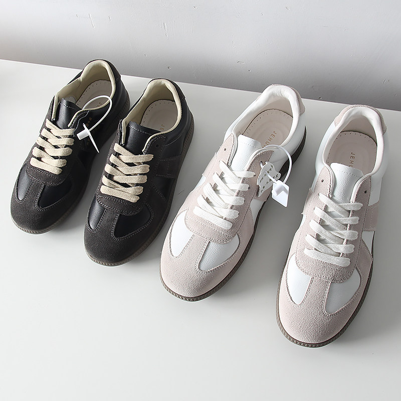 小众设计!复古德训鞋!外贸男女百搭小白鞋系带平底休闲运动板鞋,流行男鞋,德训鞋,淘宝优惠券,粉丝福利购,淘宝优惠卷