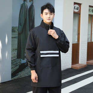 冬季羽绒服罩衣防水防油长袖围裙家用餐饮水产印制LOGO男女工作服