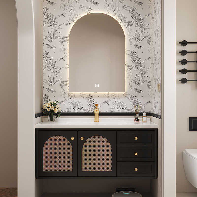藤编浴室柜组合中古法式卫生间洗漱台洗脸盆黑色定制智能洗手台盆,家装主材,浴室柜组合,淘宝优惠券,粉丝福利购,淘宝优惠卷
