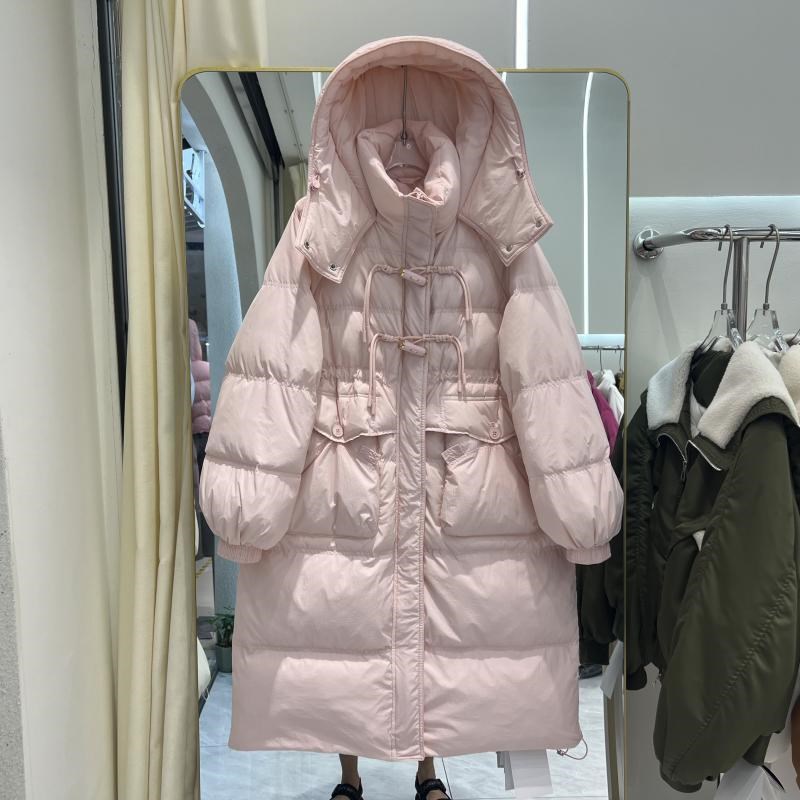 宽松大码胖mm300斤冬季保暖羽绒服女中长款过膝连帽加厚潮流外套
