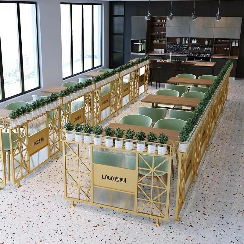 现代工业风铁艺饭店餐厅隔断围栏火锅店酒吧装饰过道护栏花槽定制