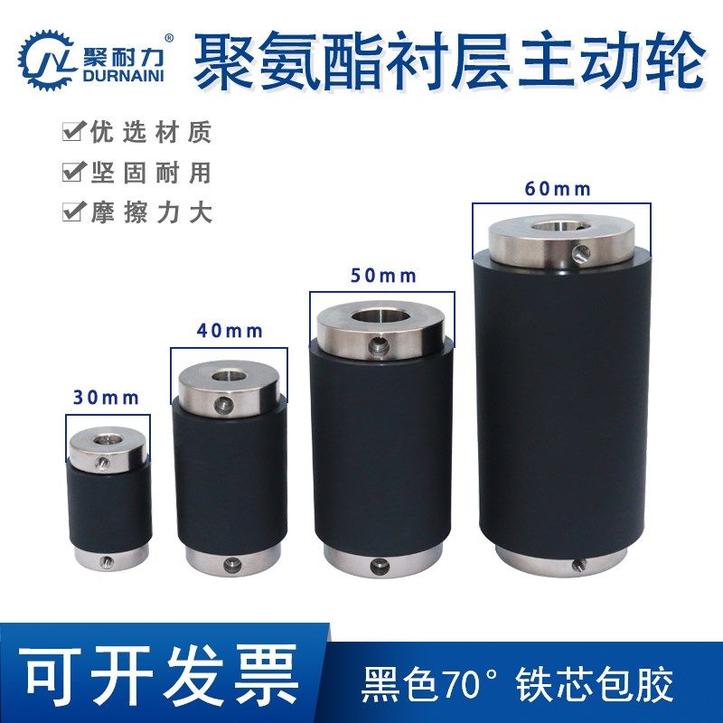 聚氨酯胶辊PU包胶滚轮主动轮轴套贴标机胶辊包胶裁线轮滚筒动力轮图片