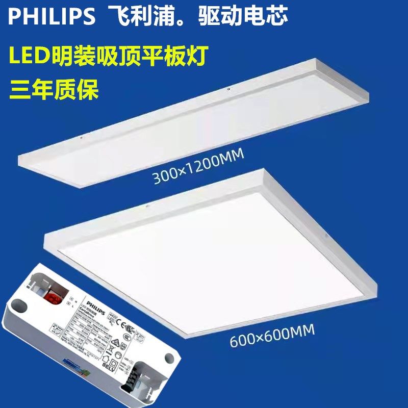 明装LED300x1200平板灯600x600石膏板水泥顶吊线面板吸顶灯