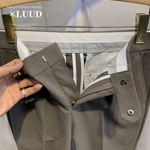 小脚九分裤 LUUD 潮流纯色百搭修身 头暗扣设计男西裤 秋季 英伦风裤