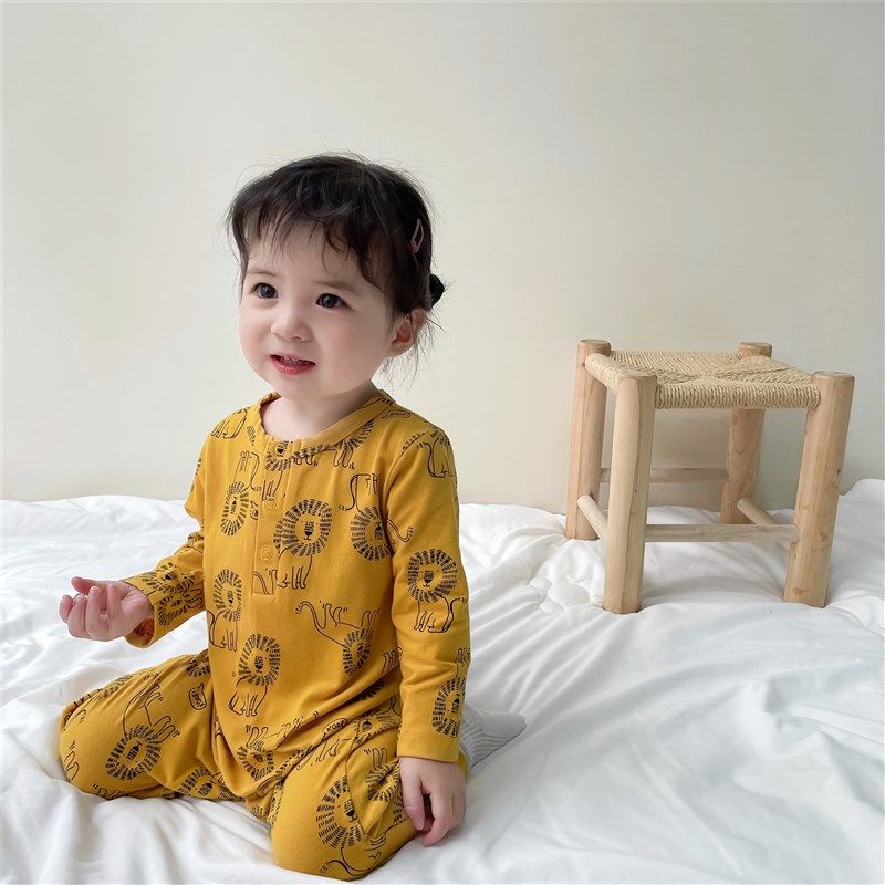 早秋洋气婴儿衣服可爱超萌女宝宝连体衣爬服男婴纯棉长袖哈衣潮款