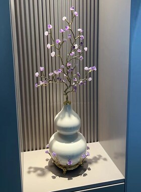 紫气东来紫水晶招财葫芦摆件客厅玄关入户电视柜摆设乔迁新居装饰