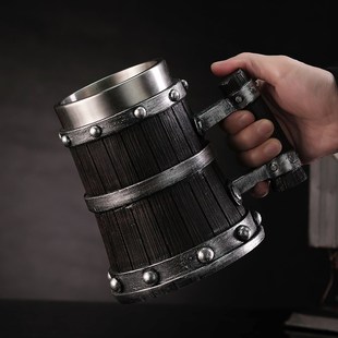 创意夏威夷鸡尾酒杯夏季 女家用啤酒杯 家用不锈钢果汁饮料杯子个性