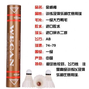 金威肯 红威肯WECAN羽毛球稳定耐打学生训练俱乐部用球性价比高
