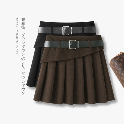 a字毛呢短裙半身裙女新款高腰