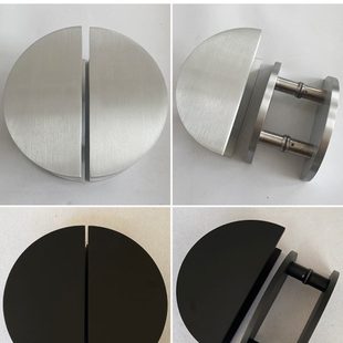 极简约光面拉丝银玻璃门拉手半圆形大门把手仿古定制包厢木门扶手