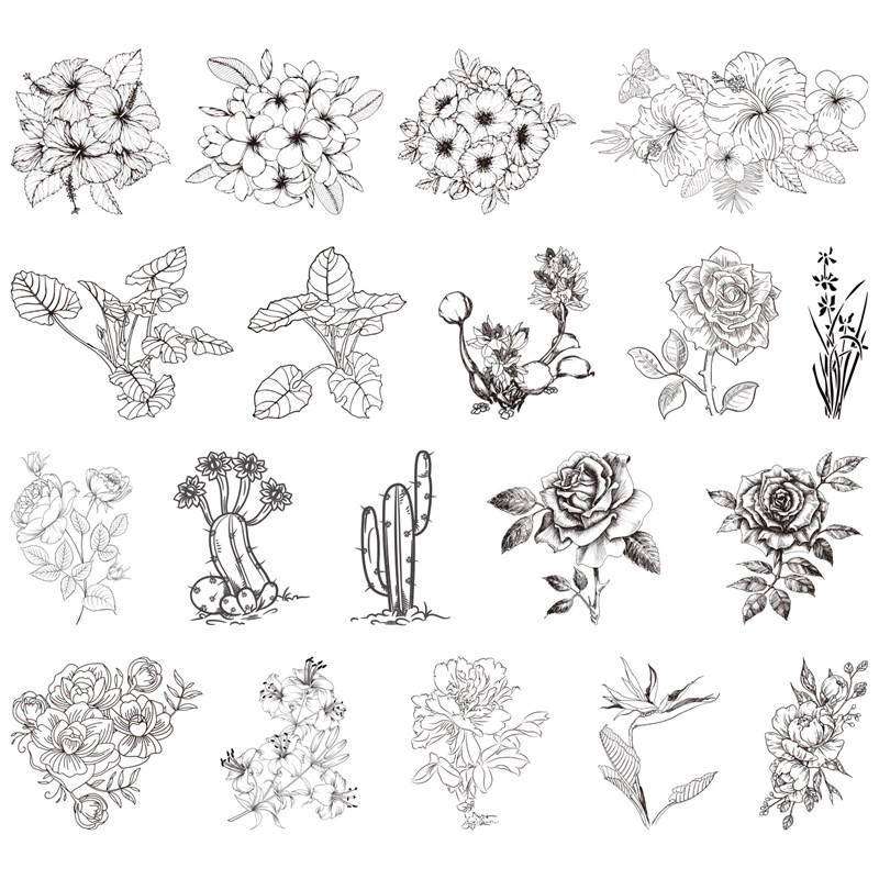 葫芦烙画雕刻素材(满48)烫画底稿拓印稿转印贴纸植物花卉贴图