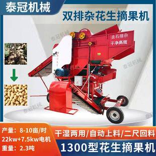 长果仁打果机1300型双排杂花生摘果机排土排渣大型农用干湿两用