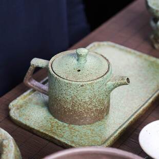 粗陶茶壶复古单壶窑变陶瓷红茶绿茶泡茶壶家用黑陶功夫茶具 日式