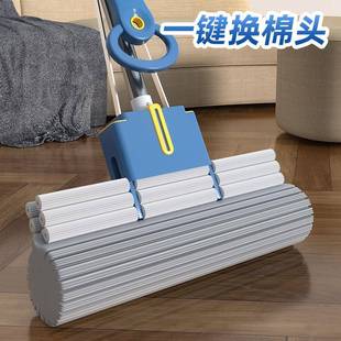 一键换头海绵拖把免手洗家用一拖净干湿两用吸水胶棉拖把懒人拖把