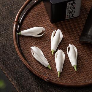 手捏陶瓷玉兰花茶搁笔架笔托茶具搁架茶道零配件