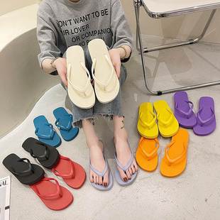防滑浴室洗澡沙滩海边夹板ins潮夏凉拖 人字拖女外穿黑色夹脚拖鞋