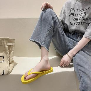 现货 新款 人字拖鞋 女夏ins潮时尚 外穿少女夹脚夹板海边沙滩凉拖鞋