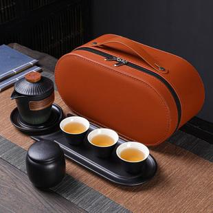 户外旅行茶具小套装 备陶瓷功夫茶杯茶盘 便携包日式 简易露营泡茶装