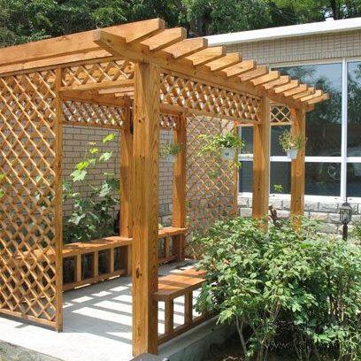 户外庭院葡萄架花架凉亭廊架避阳棚 防腐木 碳化木定制车棚架紫藤