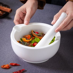 擂辣椒皮蛋大号捣蒜研磨器捣药器辅食研磨碗臼子 陶瓷擂钵家用老式