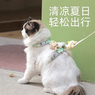 猫咪牵引绳防挣脱外出适用宠物兔子背心遛猫溜小猫链子猫绳子