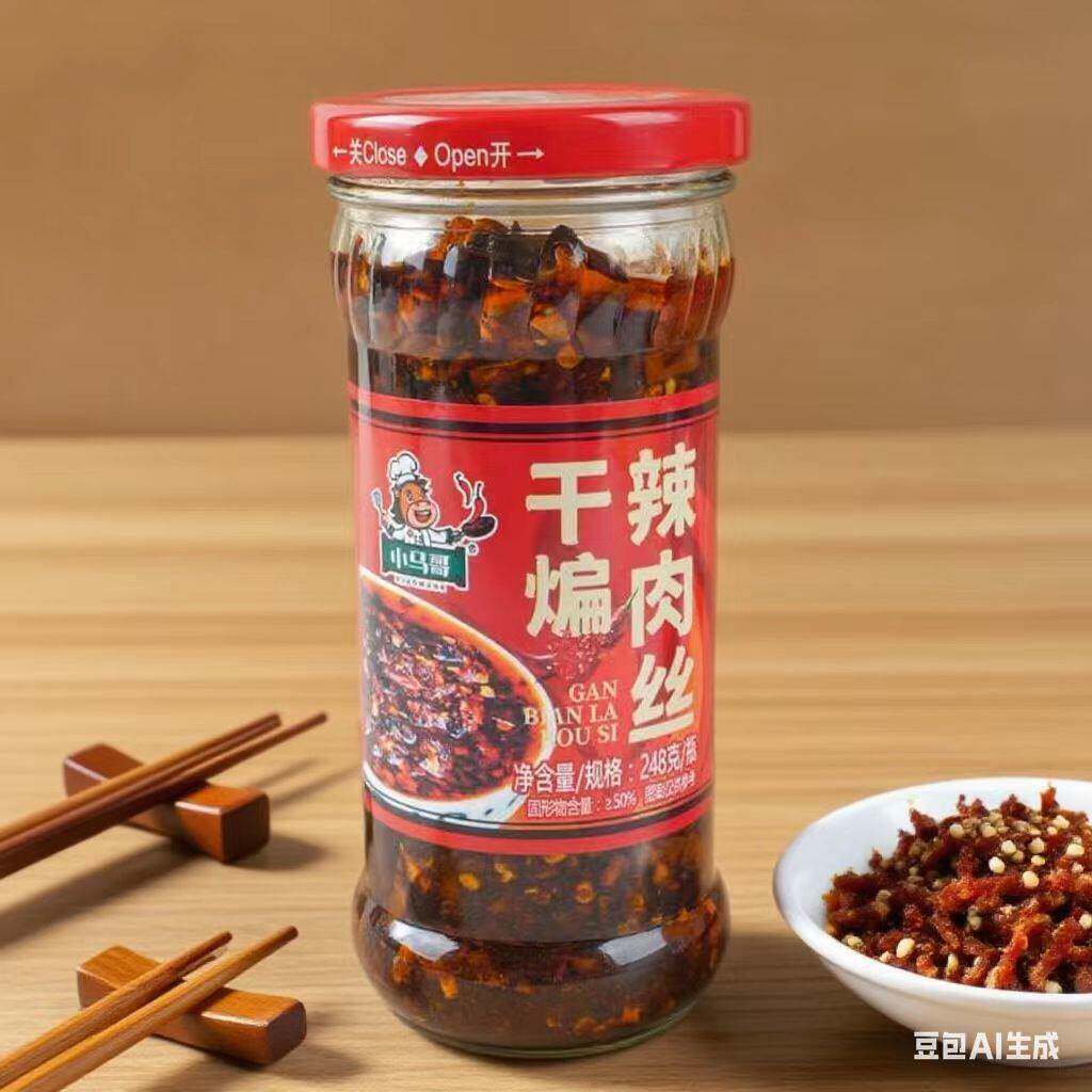 小马哥干煸辣肉丝沂蒙山临沂特产油泼辣子拌饭下饭菜拌面辣椒酱的