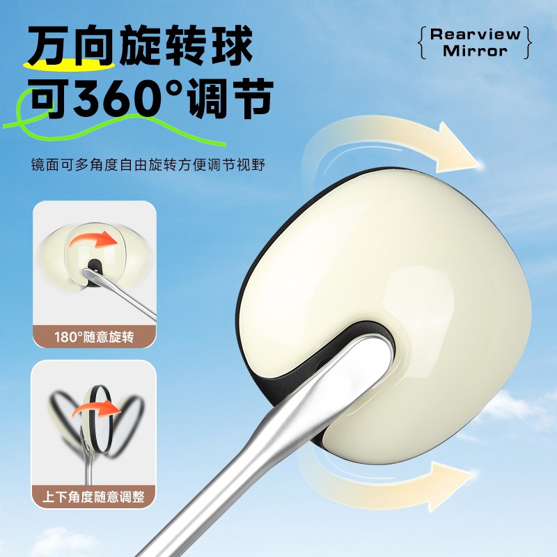 电动车后视镜雅迪适用爱玛电瓶自行车通用反光卡通复古小圆镜配件