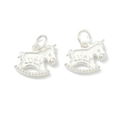 2个S925纯银LUCK小马吊坠DIY银饰配件本命年马年幸运项链手绳挂坠