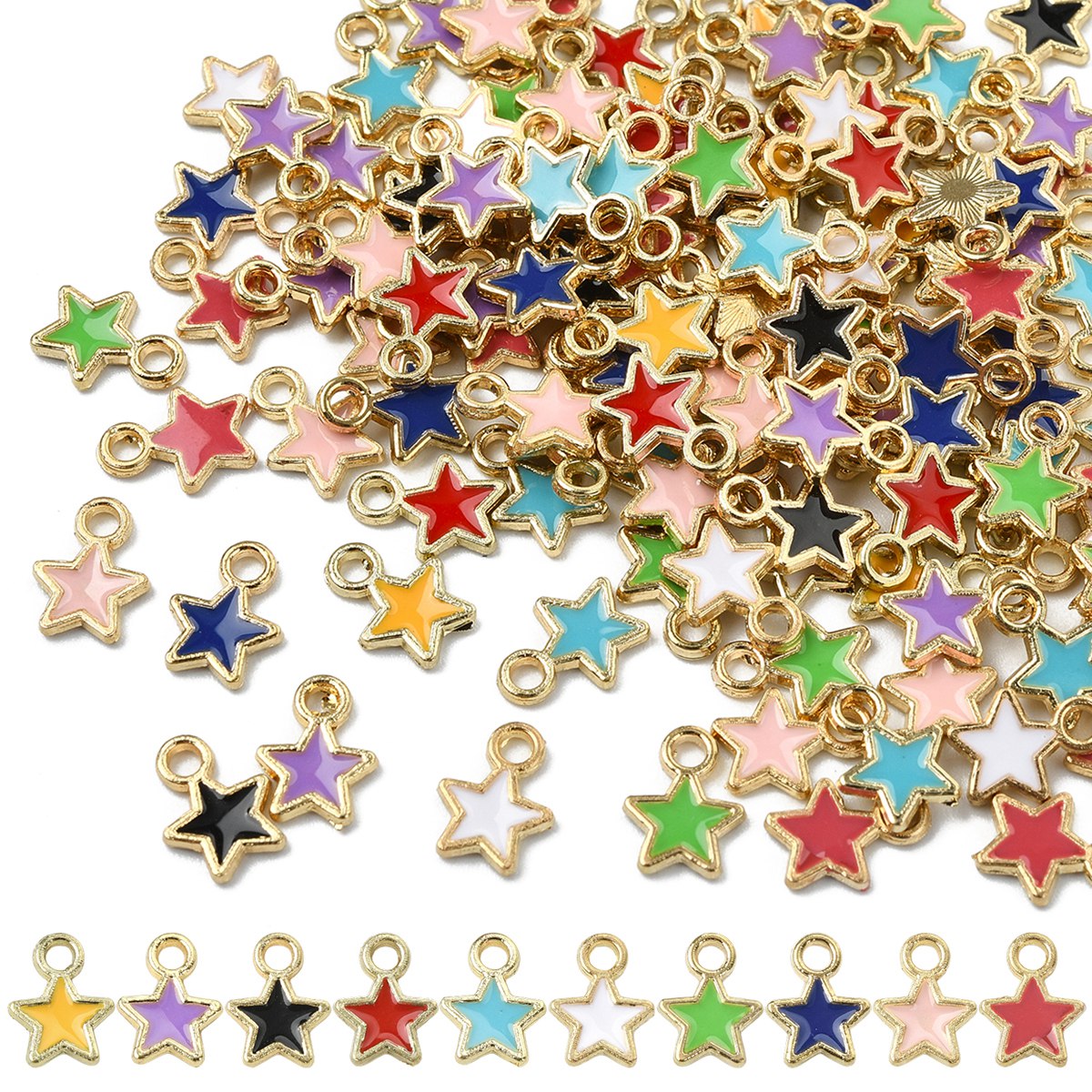 150多巴胺彩色星星吊坠DIY配件