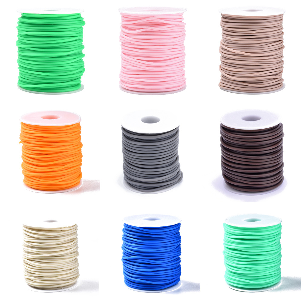 PVC空心橡胶绳糖果色2-4mm粗diy饰品配件手链项链橡胶绳子材料