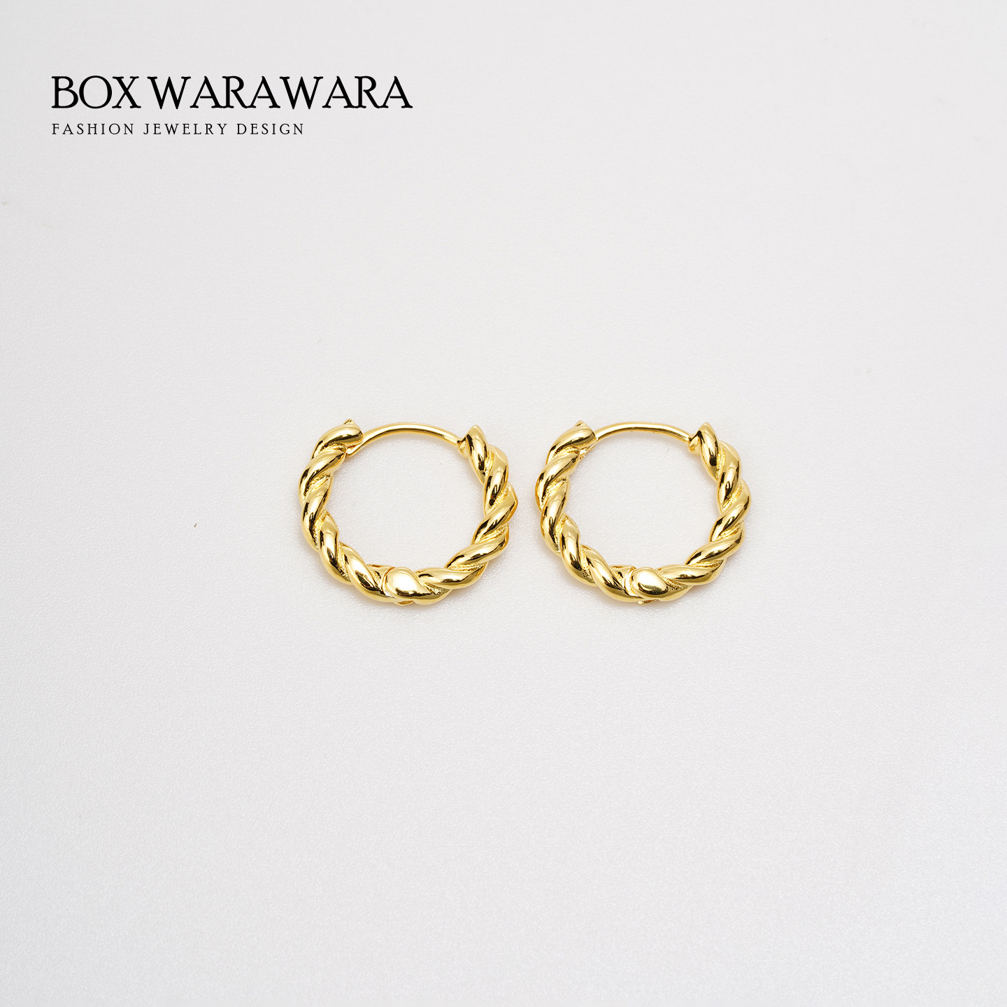 BOXWARAWARA设计师款麻花编织圆环耳环女轻奢高级感百搭耳钉精致