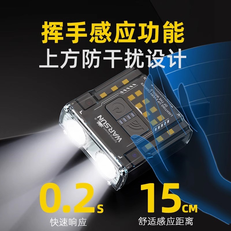 沃尔森夜钓感应头灯G7强光帽夹灯红光充电超长续航钓鱼头戴式