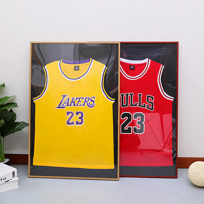 球衣裱框画框装裱足球篮球毛线服签名收藏展示黑色相框架挂墙收纳