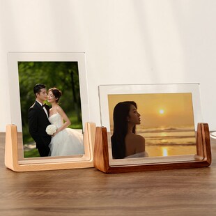 洗照片做成海马体相框摆台亚克力高级感拍立得照片小卡展示架6寸