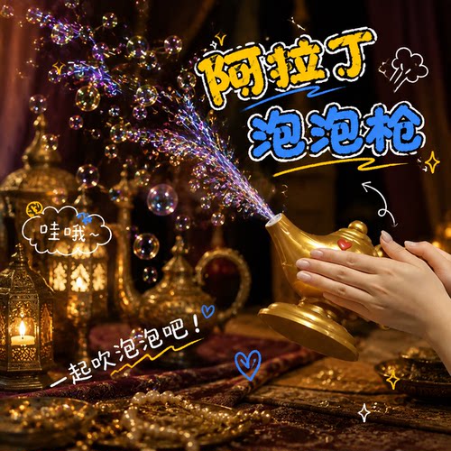 阿拉丁神灯发光泡泡机七夕礼物