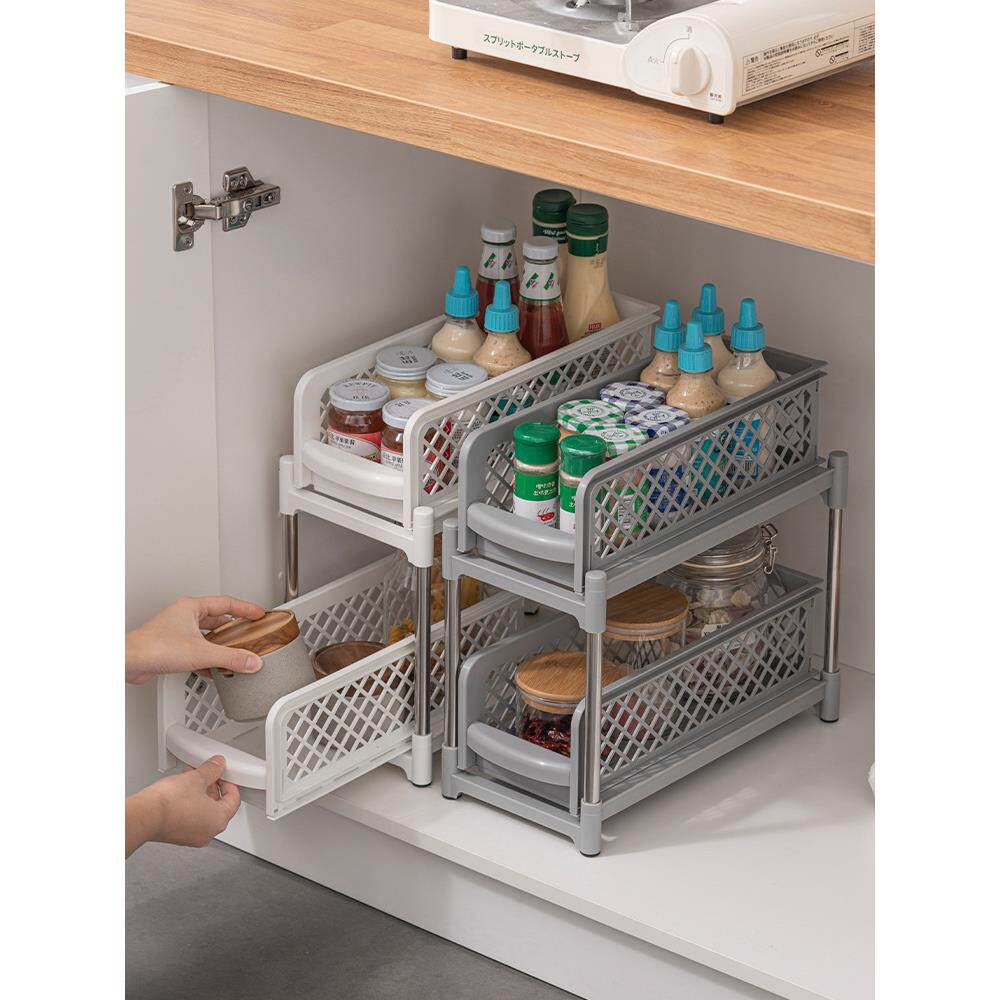 厨房台面抽拉式置物架多层收纳架调味品整理浴室抽屉式层架收纳