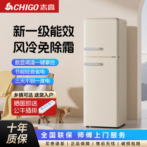 志高风冷无霜双门复古冰箱
