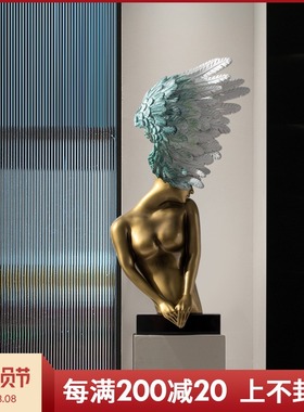 轻奢北欧艺术天使翅膀人物雕塑摆件现代酒店售楼处样板房软装摆设