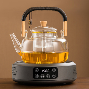 全玻璃煮茶h壶器蒸煮一体提梁壶养生壶家用烧水泡茶黑晶炉套 新款