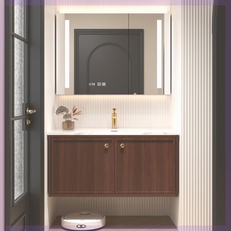 现代新中式橡木73/83/q93/103/113CM陶瓷一体盆浴室柜洗手台定制